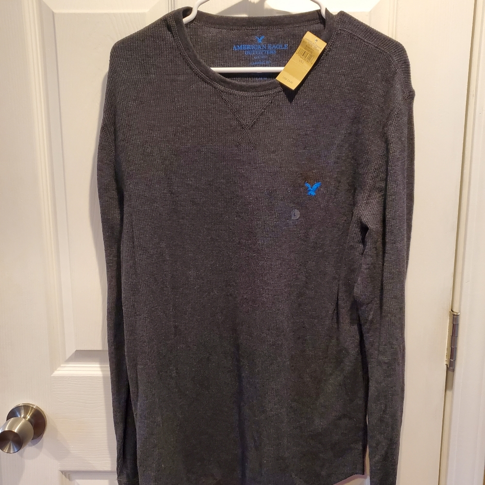 Mens NWT AE Longsleeve Gray/Blue Thermal Size Large